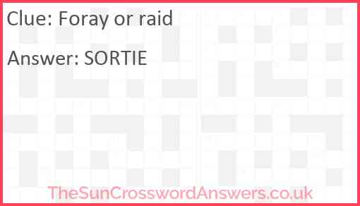 Foray or raid Answer