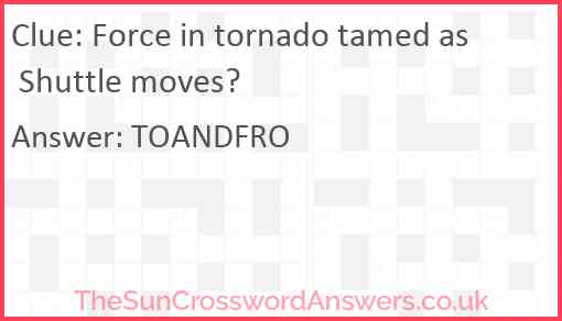 Force in tornado tamed as Shuttle moves? Answer