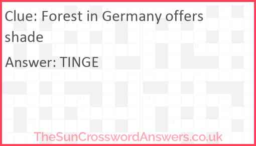 Forest in Germany offers shade Answer