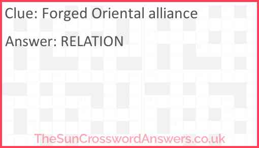 Forged Oriental alliance Answer