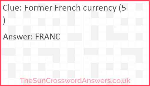 Former French currency (5) Answer