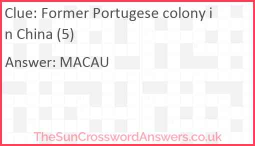 Former Portugese colony in China (5) Answer