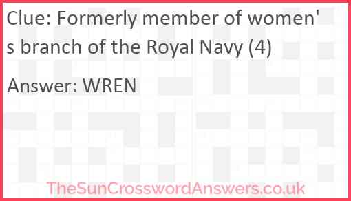 Formerly member of women's branch of the Royal Navy (4) Answer