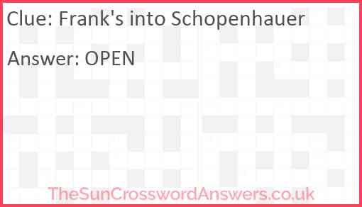 Frank's into Schopenhauer Answer