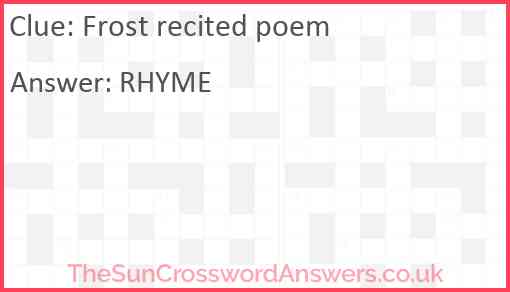 Frost recited poem Answer