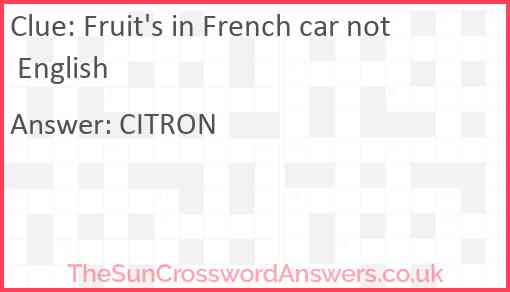 Fruit's in French car not English Answer