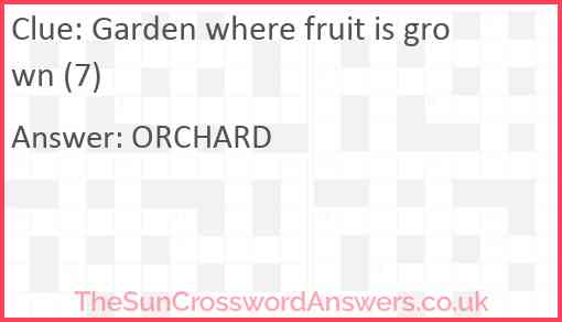 Garden where fruit is grown (7) Answer