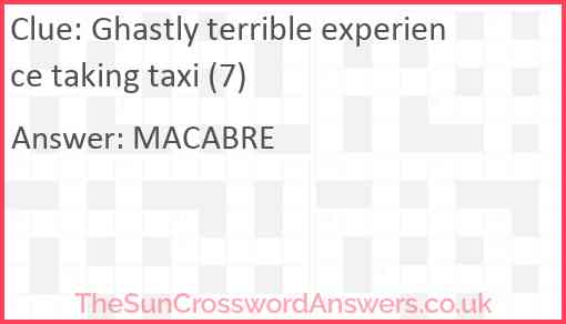 Ghastly terrible experience taking taxi (7) Answer