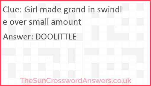 Girl made grand in swindle over small amount Answer