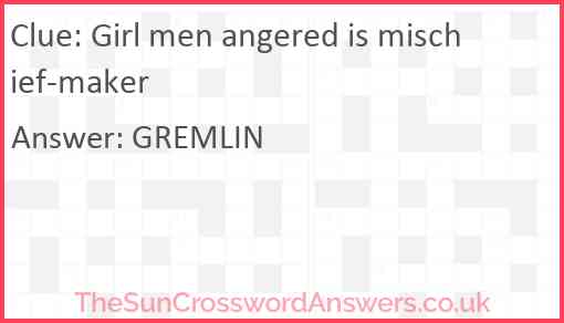 Girl men angered is mischief-maker Answer