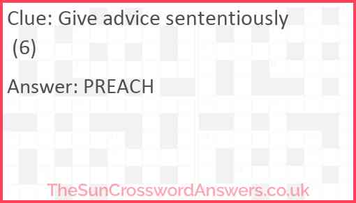Give advice sententiously (6) Answer
