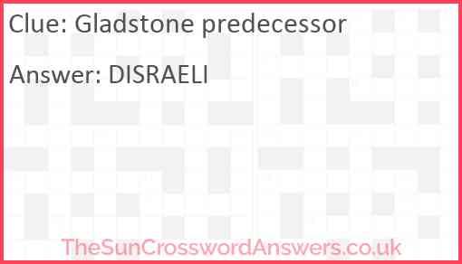 Gladstone predecessor Answer