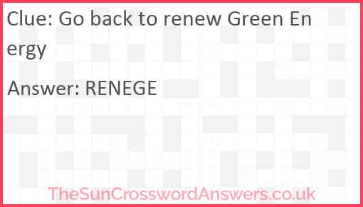 Go back to renew Green Energy Answer