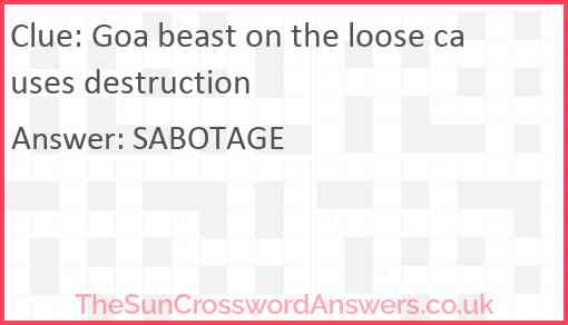 Goa beast on the loose causes destruction Answer