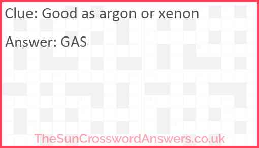 Good as argon or xenon Answer