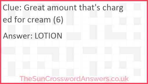 Great amount that's charged for cream (6) Answer