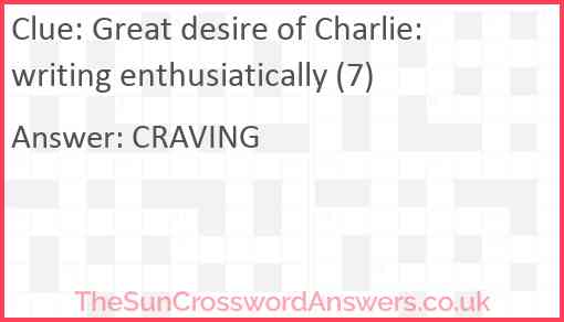Great desire of Charlie: writing enthusiatically (7) Answer
