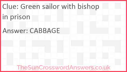 Green sailor with bishop in prison Answer