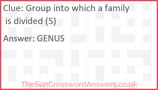 Group into which a family is divided (5) Answer