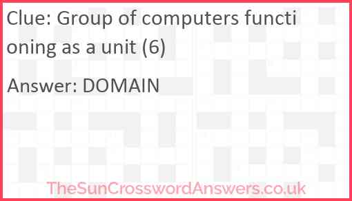 Group of computers functioning as a unit (6) Answer