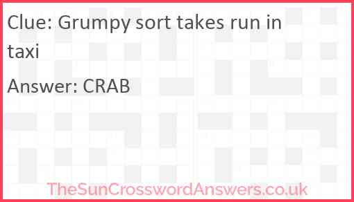 Grumpy sort takes run in taxi Answer