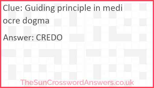 Guiding principle in mediocre dogma Answer