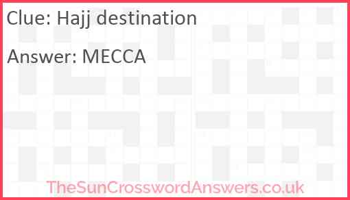 Hajj destination Answer