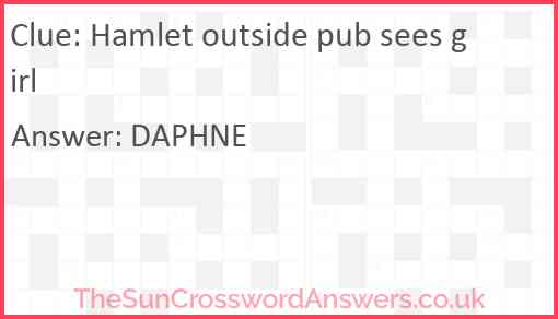 Hamlet outside pub sees girl Answer