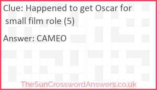 Happened to get Oscar for small film role (5) Answer