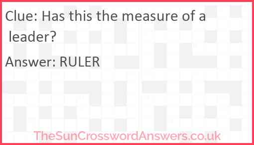 Has this the measure of a leader? Answer