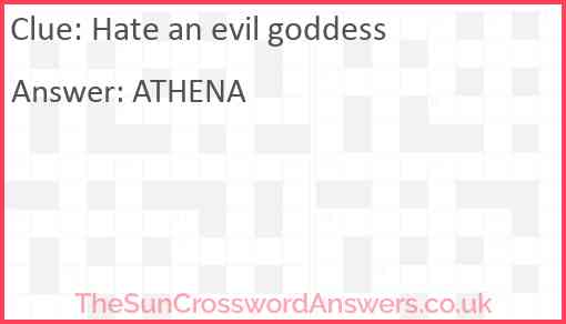 Hate an evil goddess Answer