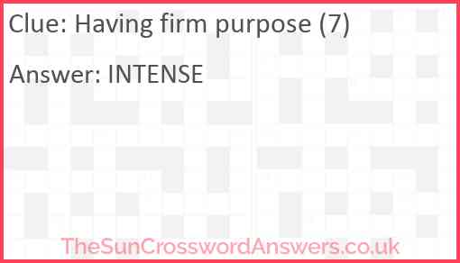 Having firm purpose (7) Answer