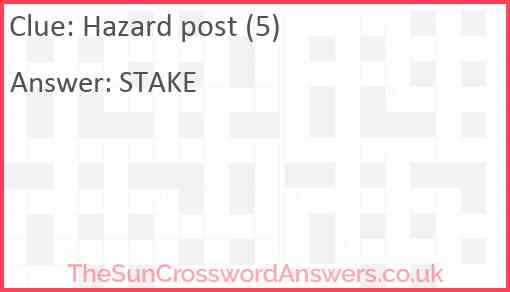 Hazard post (5) Answer