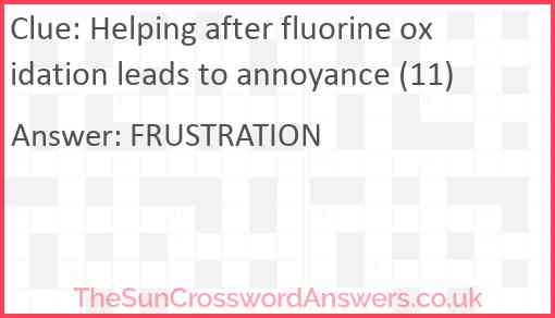 Helping after fluorine oxidation leads to annoyance (11) Answer