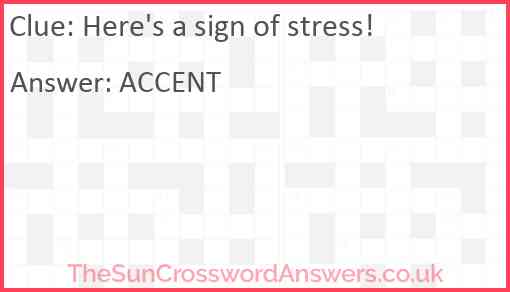 Here's a sign of stress! Answer