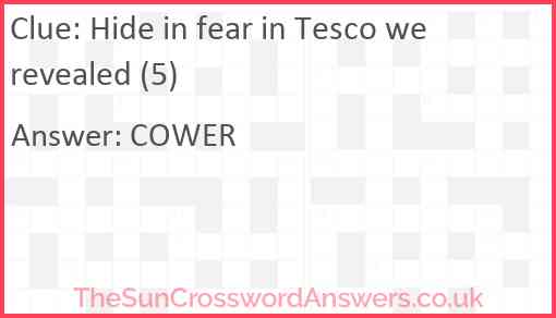 Hide in fear in Tesco we revealed (5) Answer