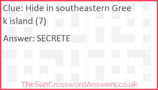 Hide in southeastern Greek island (7) Answer