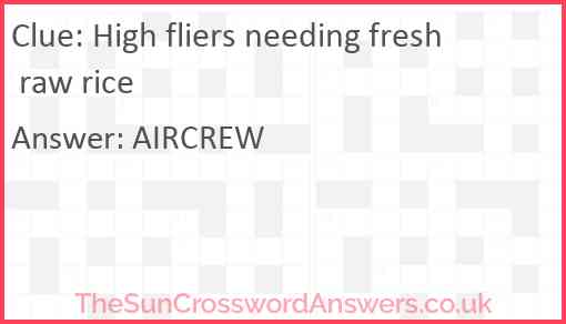 High fliers needing fresh raw rice Answer