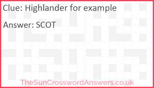 Highlander for example Answer