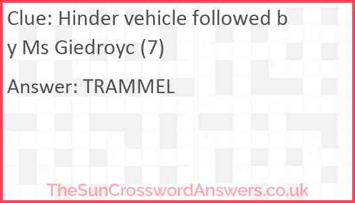 Hinder vehicle followed by Ms Giedroyc (7) Answer
