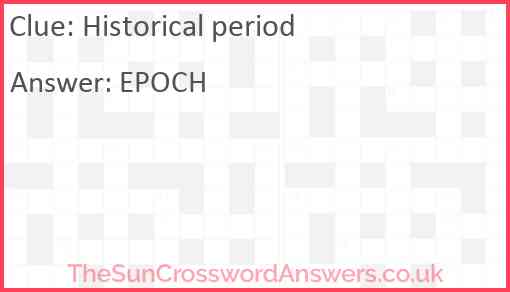 Historical period Answer