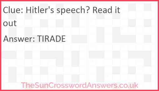 Hitler's speech? Read it out Answer