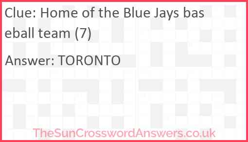 Home of the Blue Jays baseball team (7) Answer