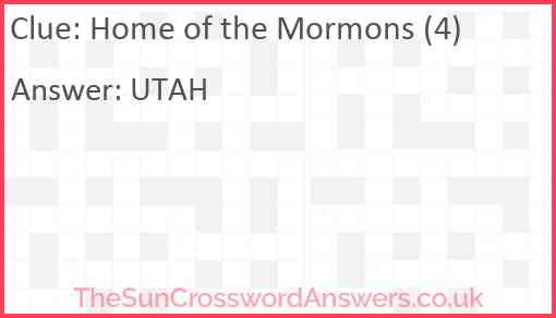 Home of the Mormons (4) Answer