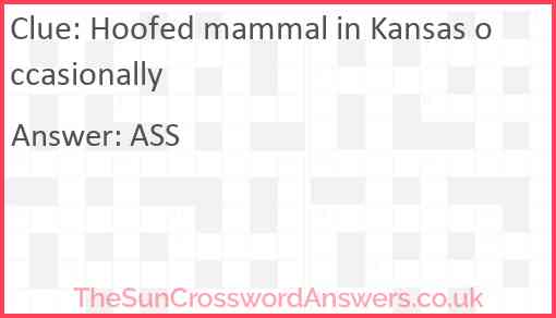 Hoofed mammal in Kansas occasionally Answer