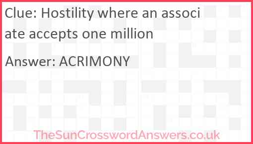 Hostility where an associate accepts one million Answer