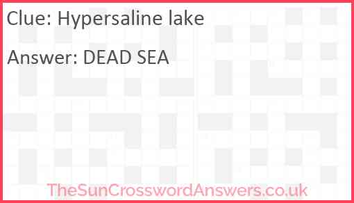 Hypersaline lake Answer