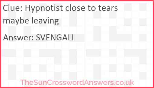 Hypnotist close to tears maybe leaving Answer