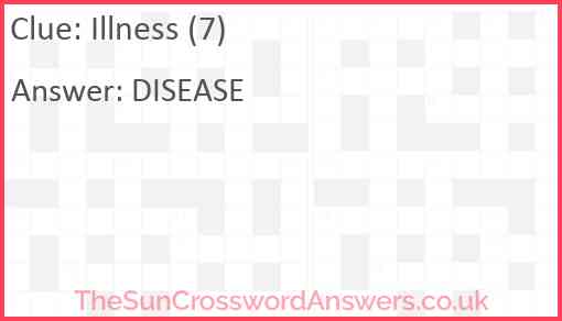 Illness (7) Answer