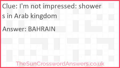 I'm not impressed: showers in Arab kingdom Answer